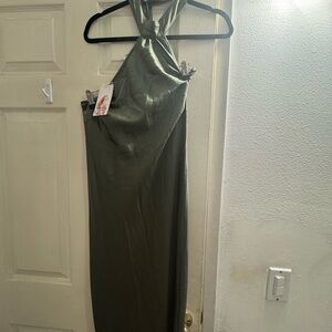 Elegant One Shoulder Holiday Olive Dress